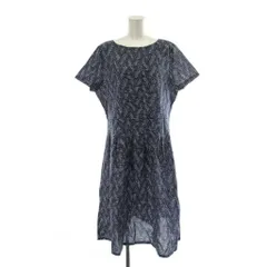 アンクロッシュ EN CLOCHE タグ付き ワンピース 40 青 ブルー 幾何学模様 半袖 ラウンドネック ロング丈 /PP ■GY60