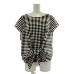 エニィスィス エニシス anySiS ブラウス 2 黒 ブラック 白 ホワイト ギンガムチェック柄 半袖 リボン 裾結び /GR ■GY60