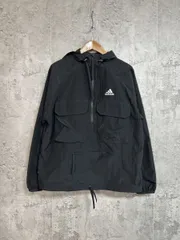 adidas アディダス ハーフジップ ロゴプリント プルオーバー sizeL/黒 ◆■ メンズ