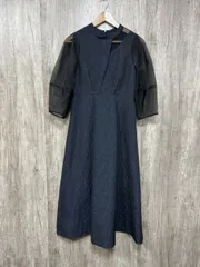 RUIRUE BOUTQUE ルイルエ シアー ランタンスリーブ 結婚式二次会 ドレス ワンピース sizeM/濃紺 ■■ レディース