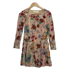 スーパービューティー ワンピース サイズ40 M レディース美品  - ライトピンク×レッド×マルチ クルーネック/長袖/ひざ丈/花柄