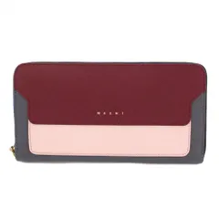 マルニ MARNI トランク 長財布 ロングウォレット レザー ラウンドファスナー ロゴ グレー ボルドー ピンク /BBのサムネイル