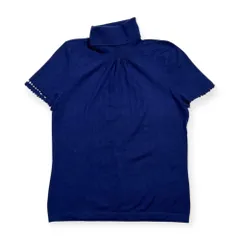 カシミヤ100% K.T KIYOKO TAKASE キヨコタカセ ハイゲージ タートルネック 半袖 ニット 9 /ネイビー 青紫系 レディース