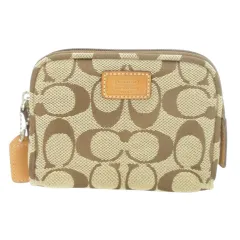 コーチ COACH ポーチ キャンバス レザー 革 ロゴ シグネチャー 茶 ブラウン /AO16 ■GY11