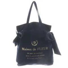 メゾンドフルール Maison de FLEUR ロゴ ナイロン トートバッグ ハンドバッグ 紺