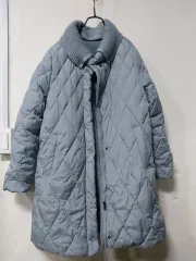 キルティング 누빔 Long ロング コート ブルー グレー