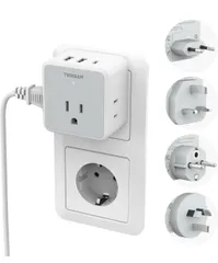 ★海外 変換プラグ TESSAN C/BF/O/SEタイプ 旅行 便利グッズ コンセント 変換 取り外し可能 マルチ変換プラグ 6台同時充電 3個AC差込口 １つUSB-Cと2つUSB-Aポート付き 韓国 香港 タイ ベトナム ヨーロッパ オーストラリア