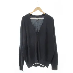 アルマーニエクスチェンジ A/X ARMANI EXCHANGE カーディガン ニット Vネック 長袖 ロゴ AX 刺繍 ライン XL 紺 ネイビー /MN15 ■GY19