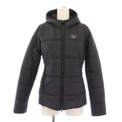 アディダスオリジナルス adidas originals Slim Jacket スリムジャケット 中綿 アウター ショート丈 ジップアップ フード ロゴ 刺繍 サイドライン M 黒 ブラック /BB