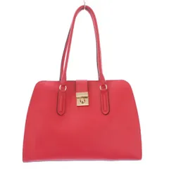 フルラ FURLA トートバッグ ハンドバッグ レザー ロゴ プッシュロック式 ワンカラー ピンクレッド /BB