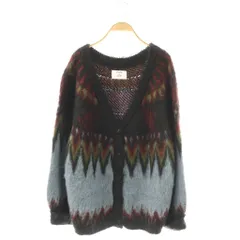 ジュエティ jouetie カーディガン ニット 長袖 総柄 M 黒 マルチカラー /NR