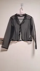 シフォン シースルー ブラウス ブラック M