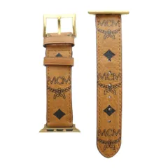 エムシーエム MCM Apple Watch Band バンド 時計用ベルト レザー ロゴ 茶 ブラウン ■GY18 /MQのサムネイル