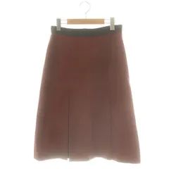 マーガレットハウエル MARGARET HOWELL 24AW FINE WOOL COTTON 台形スカート ボックスプリーツ 1 ブラウン ブラック /ES ■OS