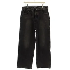 ビームスハート BEAMS HEART ブラスト ワイドストレート デニムパンツ ウォッシュ加工 ジーンズ L 黒 ブラック 42-21-0046-147 /☆G