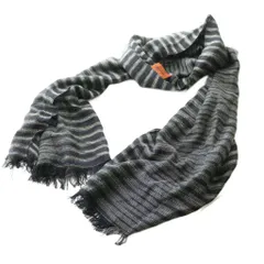 ミッソーニ MISSONI ストール マフラー ボーダー柄 白 ホワイト 黒 ブラック /SS ■OS