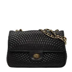 バリー ロゴ キルティング チェーン ショルダーバッグ ブラック レザー レディース BALLY【1-0253859】