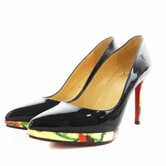 クリスチャンルブタン Christian louboutin パンプス ポインテッドトゥ ハイヒール 花柄 エナメル 36.5 黒 ブラック /AN8