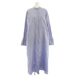 イエナ IENA シャツワンピース 38 青 ブルー 無地 ロング マキシ ノーカラー バンドカラー 長袖 /HN