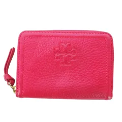 トリーバーチ TORY BURCH コインケース 小銭入れ ラウンド キーリング付き レザー 革 ダブルTロゴ ピンク /CK28 ■GY18