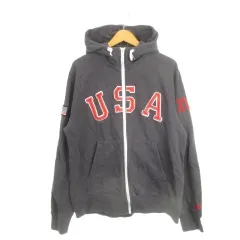 ナイキ NIKE TRACK＆FIELD ジップパーカー スウェット スポーツウェア XL グレー ワッペン フード付き 長袖 ロゴ刺繍 /AH32 ■GY61