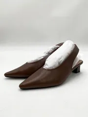 美品 menue メヌエ ポインテッドトゥ ミドルヒール スリングバックシューズ パンプス size23.5/ブラウン ■◇レディース