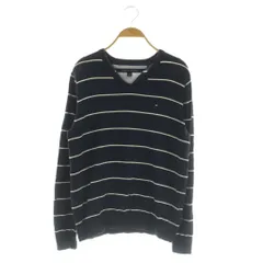 トミーヒルフィガー TOMMY HILFIGER コットンニット セーター 長袖 Vネック ボーダー S/P ネイビー /MY ■OS ■GY66