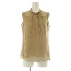 レリアン Leilian シルクブラウス ノースリーブ プルオーバー ラメ 総柄 インナー付 9 ベージュ /MY ■OS ■GY58