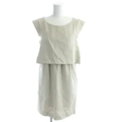 リミットレスラグジュアリー LIMITLESS LUXURY ワンピース 36 ベージュ ラウンドネック ひざ丈 ノースリーブ レイヤード風 /MW ■GY60