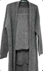 ニット ロング カーディガン + ノースリーブ ズボン セット