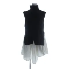 シェリエ shéller ドッキングニットボリュームトップス F 黒 ブラック タートルネック ノースリーブ /AB ■OS