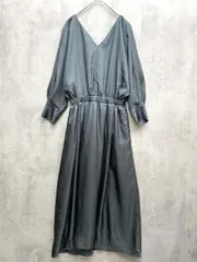 BEAUTY & YOUTH ユナイテッドアローズ ツイルVネックドルマンスリーブドレス ロング ワンピース sizeM/グレー ■◇レディース