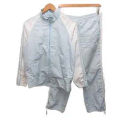 アディダス adidas ジャージ セットアップ 上下セット シャカシャカ ロゴ刺繍 水色 160㎝ ■IBO90