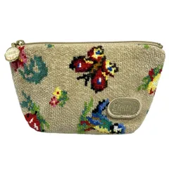 FEILER(フェイラー) ポーチ美品  - ベージュ×マルチ 花柄/バタフライ(蝶)/鳥