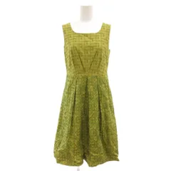 ホコモモラ JOCOMOMOLA ノースリーブ フレア ワンピース 刺繍 総柄 40 黄 イエロー 緑 グリーン /JS ■GY61