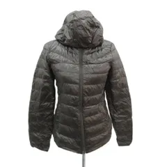 ユニクロ UNIQLO プレミアムダウン ウルトラライトダウンジャケット M ダークブラウン フード付き ジップアップ 収納袋付き ミドル丈 065029 /YS28 ■GY58