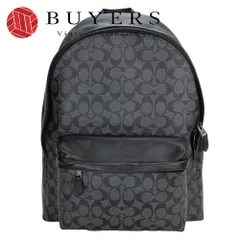 【中古】 コーチ リュック・デイパック シグネチャー F55398 PVC レザー ブラック ダークグレー バッグパック 普段使い カジュアル メンズ 男性 COACH