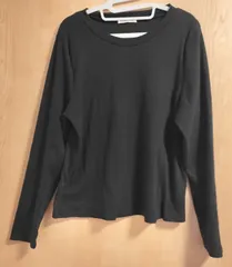 Re-J&SUPER　LLサイズ　黒　ブラック　長袖　リブカットソー　プルオーバー　重ね着◎　大きいサイズ　プラスサイズ