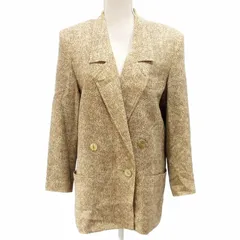 ボルボネーゼ BORBONESE テーラードジャケット ブレザー うずら柄 総柄 ダブル 金ボタン 総裏 ベージュ ブラウン 系 0811