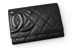 シャネル 財布/二つ折 CHANEL 折財布 カンボン A26722 ブラック/ブラック【中古】