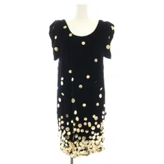 ダイアンフォンファステンバーグ DIANE von FURSTENBERG パープルベロアゴールドペイレットシースドレス ワンピース ひざ丈 半袖 フレンチスリーブ スパンコール ケース付き 絹 シルク混 0 紫 パープル ゴールド 404-247003