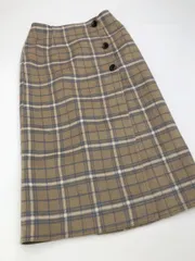 green label relaxing グリーンレーベルリラクシング ユナイテッドアローズ チェック リバーシブル ロング ラップ スカート size３４/茶  ◆■レディース