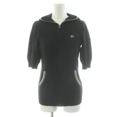 バーバリーブルーレーベル BURBERRY BLUE LABEL パーカー ニット ジップアップ 半袖 38 黒 ブラック FBF17-616-09 /AN45