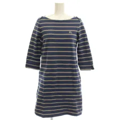 バーバリーブルーレーベル BURBERRY BLUE LABEL カットソー ワンピース ボーダー 長袖 ひざ丈 38 青 ブルー E1J89-628-25 /☆G