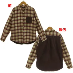 アイテムズ アーバンリサーチ ITEMS URBAN RESEARCH チェックネルシャツ WH67-13M007 長袖 コーデュロイ切替え コットン ブラウン 茶 アイボリー ネイビー 紺 グリーン 黄緑 38