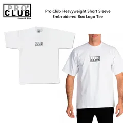 [新品] PRO CLUB / プロクラブ HEAVYWEIGHT S/S EMBROIDERED BOX LOGO TEE (WHITE)　ヘビーウエイト 半袖 ボックスロゴ 　Tシャツ ホワイト