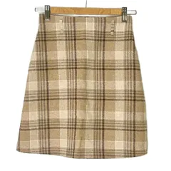 イング INGNI チェック ミニ タイト スカート 台形スカート M ベージュ 194-382585-04 レディース
