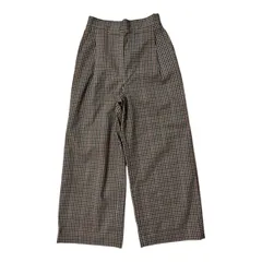  【美品】BEAUTY&YOUTH ビューティーアンドユース ギンガムチェック ワイドパンツ ブラウン系 レディース M【Z1763】