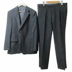 クリスチャンオラーニ CHRISTIAN ORANI スーツ セットアップ フォーマル シングル テーラード ジャケット 2B パンツ スラックス ウール AB6 黒 ブラック X