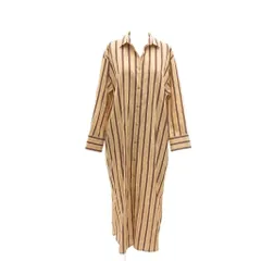 B&Y ユナイテッドアローズ ビューティー&ユース ワンピース ストライプ 長袖 ロング丈 ベージュ ■YHS14